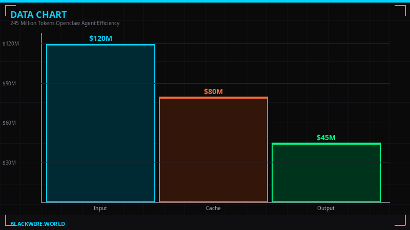 Token breakdown: 245M tokens by type - cache read, fresh input, context, output
