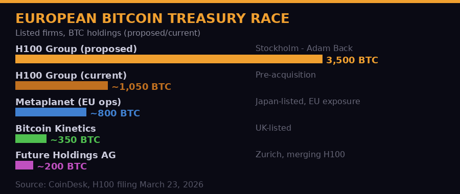 European bitcoin treasury firm rankings chart