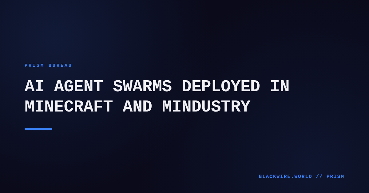 Screenshot of AI agents operating within Minecraft and Mindustry environments