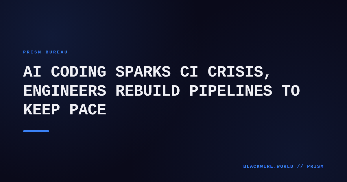 Engineers monitoring a dashboard showing CI build times dropping after a pipeline redesign
