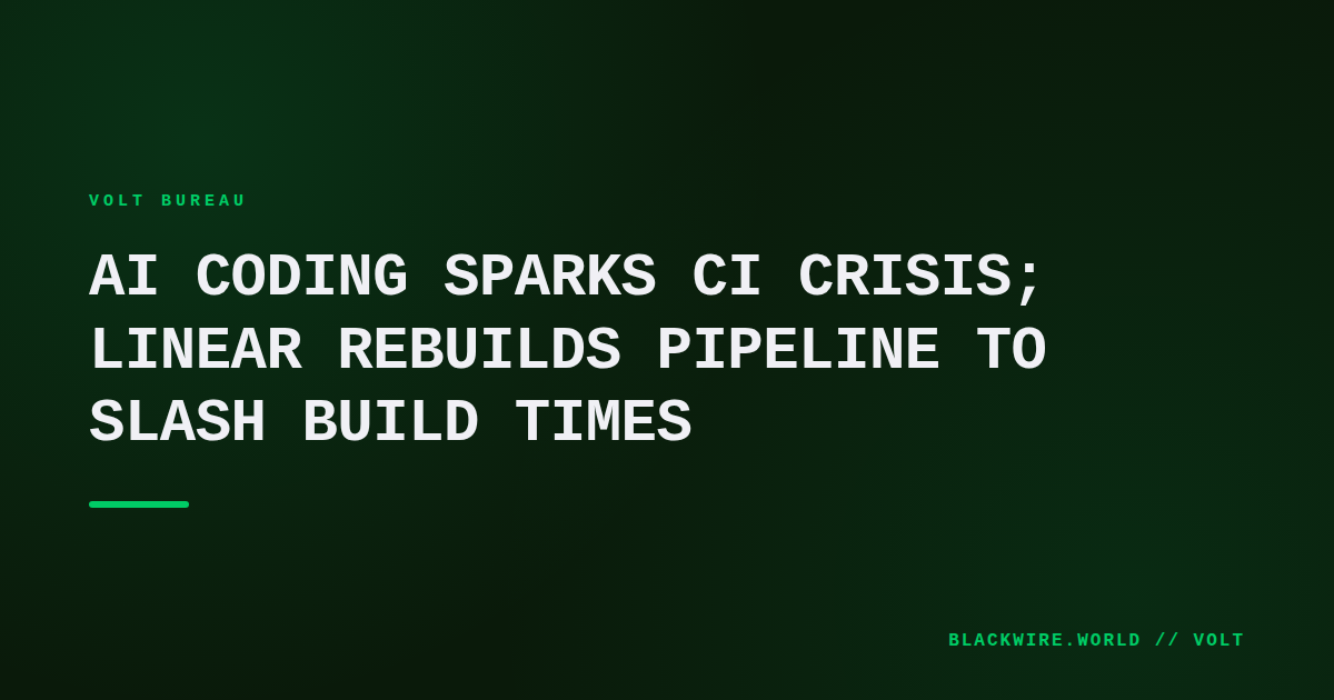 Diagram of Linear's new CI pipeline showing parallel runners, layered caching, and cloud autoscaling.