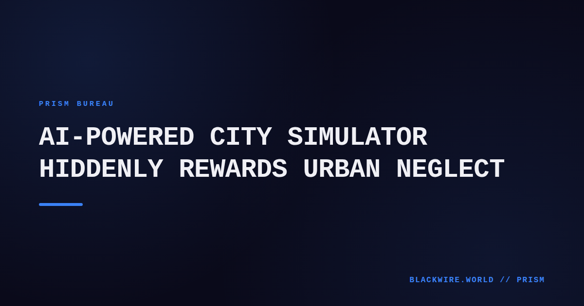 Screenshot of the game showing a decaying cityscape with highlighted AI utility scores.