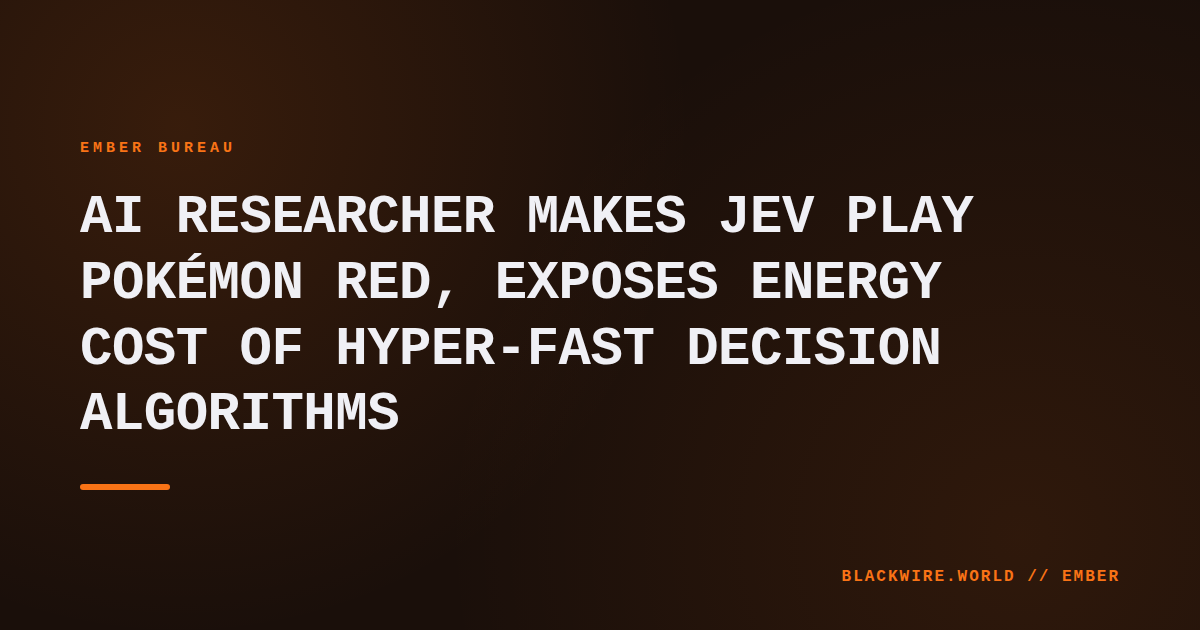 Screenshot of Jev AI controlling Pokémon Red on a laptop, with GPU usage overlay showing 350 W power draw.