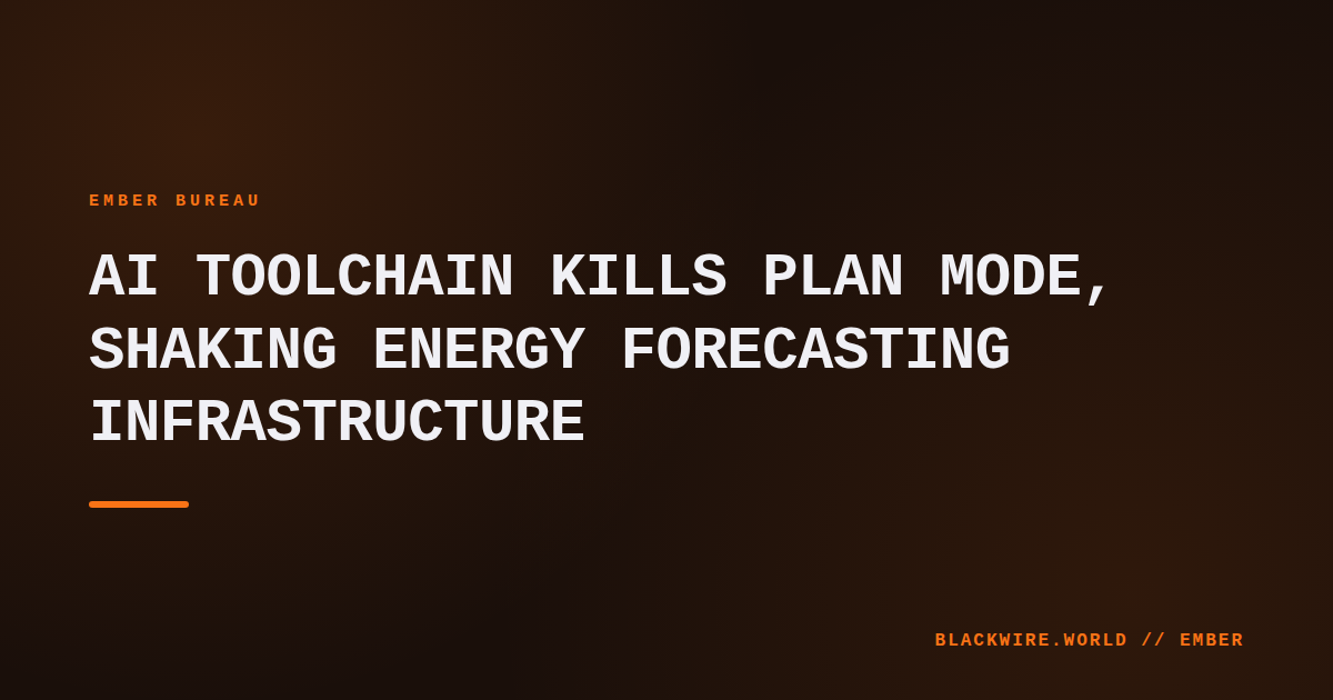 A server rack with warning signs overlayed, symbolizing the sudden loss of AI plan mode in energy modeling pipelines.