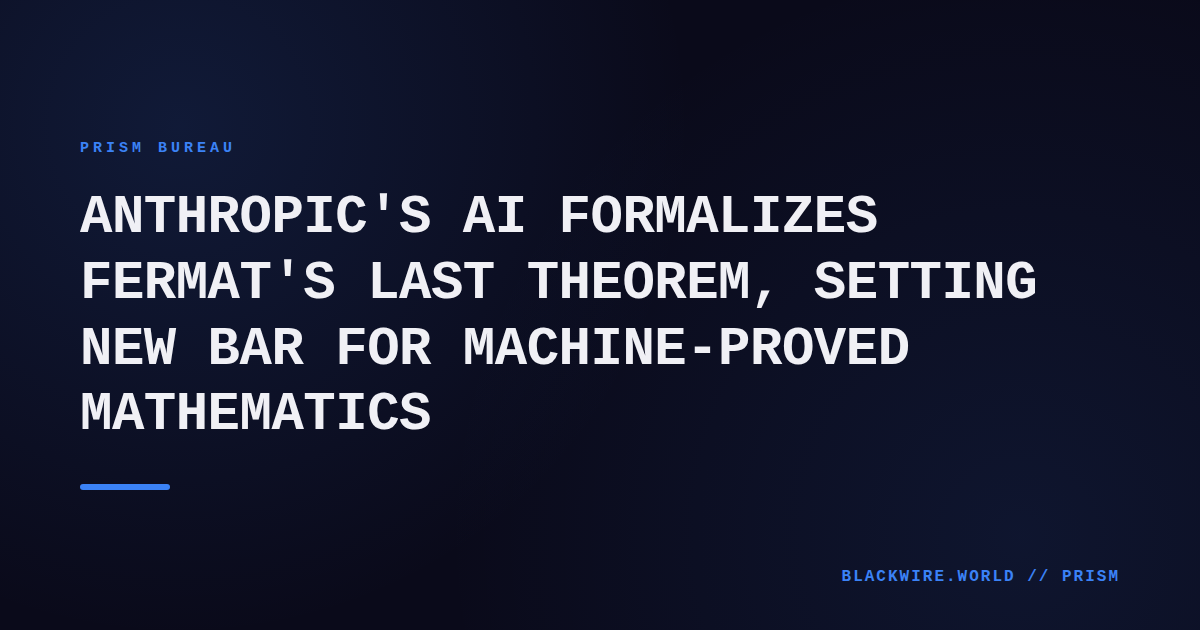 Computer screen displaying Lean code of Fermat's Last Theorem proof, with Anthropic logo in background