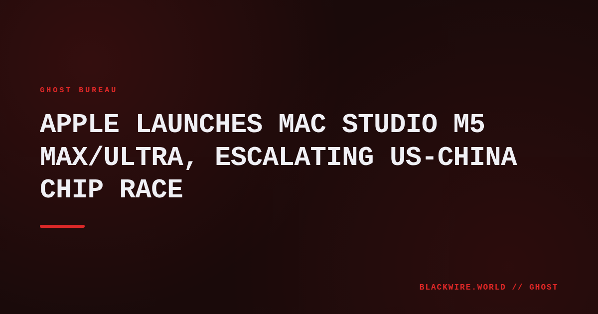 Apple's new Mac Studio desktop with M5 Ultra chip displayed on a studio desk