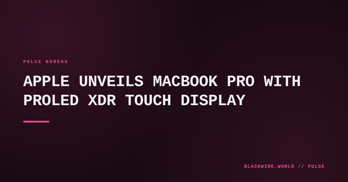 Apple MacBook Pro with PROLED XDR touch display on a desk, showing vivid colors and thin bezels