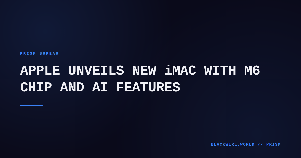 Apple iMac with M6 chip displayed in vibrant blue color, showing 24‑inch 4.5K Retina screen