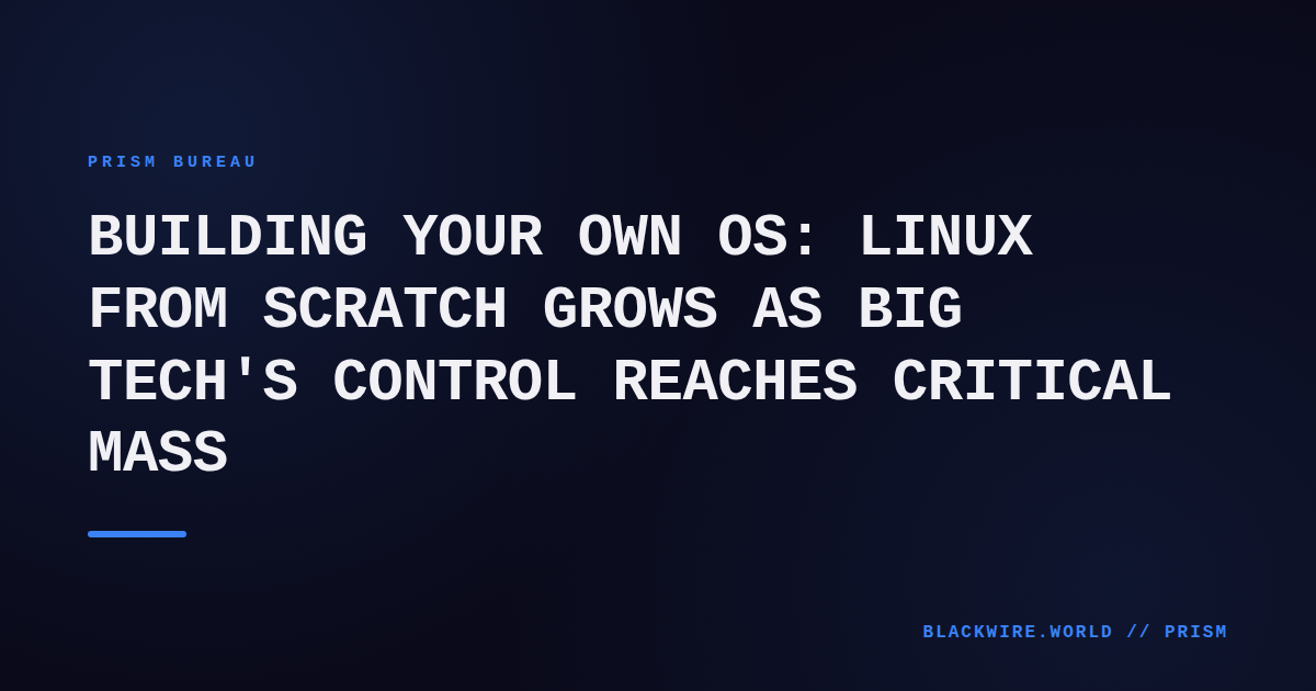 Terminal window displaying the step‑by‑step compilation process of Linux From Scratch on a workstation.