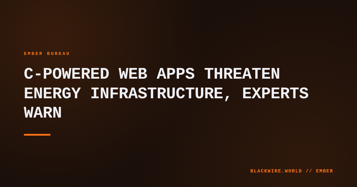Server rack with C code overlay highlighting vulnerabilities in power grid software