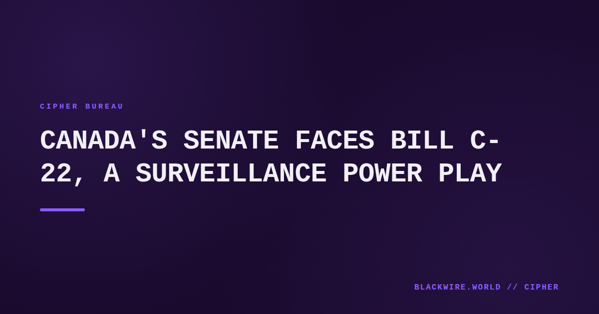 Canadian Parliament building with a looming shadow representing surveillance legislation