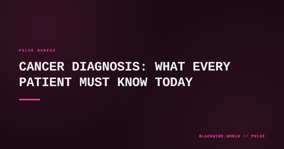 A diverse group of cancer patients reviewing medical charts together in a clinic.