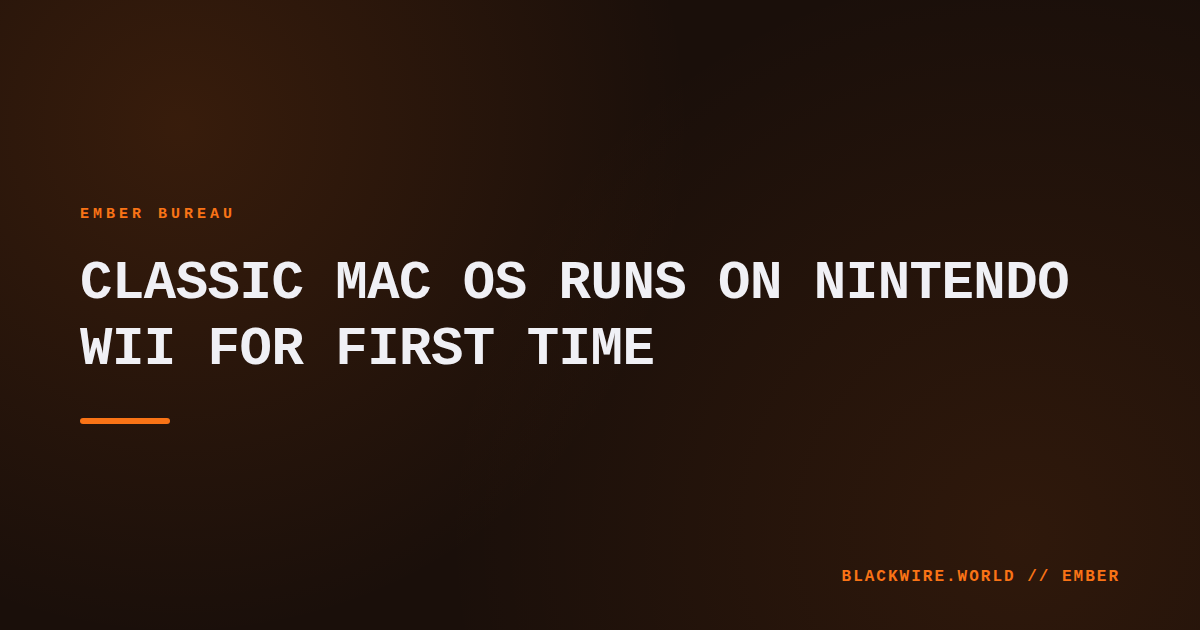 Nintendo Wii console displaying a classic Mac OS desktop screen