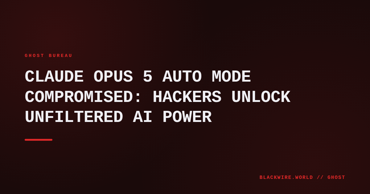 Code snippet from the leaked Claude Opus 5 auto‑mode exploit displayed on a dark computer screen.
