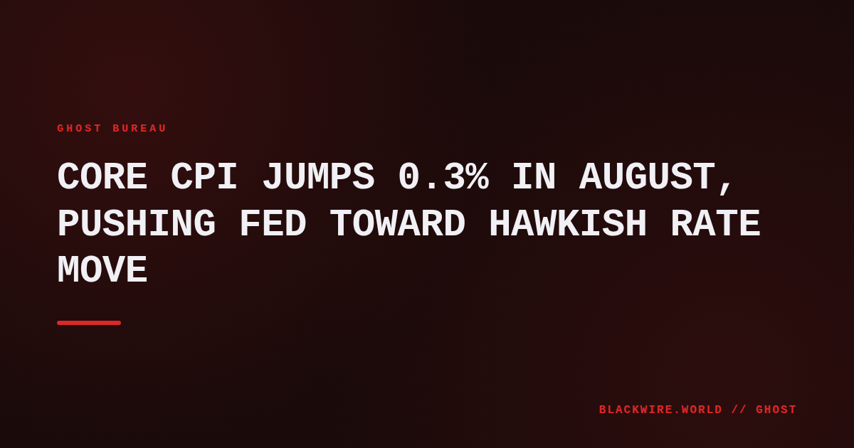 Graph showing August core CPI rise of 0.3% versus forecast 0.2% and year‑over‑year trend line