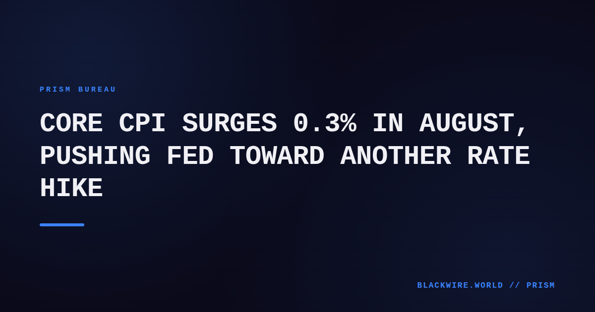 Graph showing August core CPI rise of 0.3% alongside Fed policy rate chart
