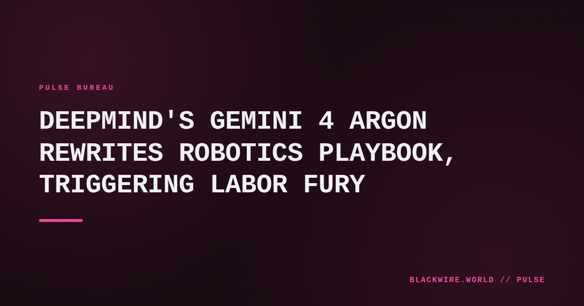 Close‑up of a Gemini 4 Argon‑powered robotic arm assembling components on a fast‑moving conveyor belt.