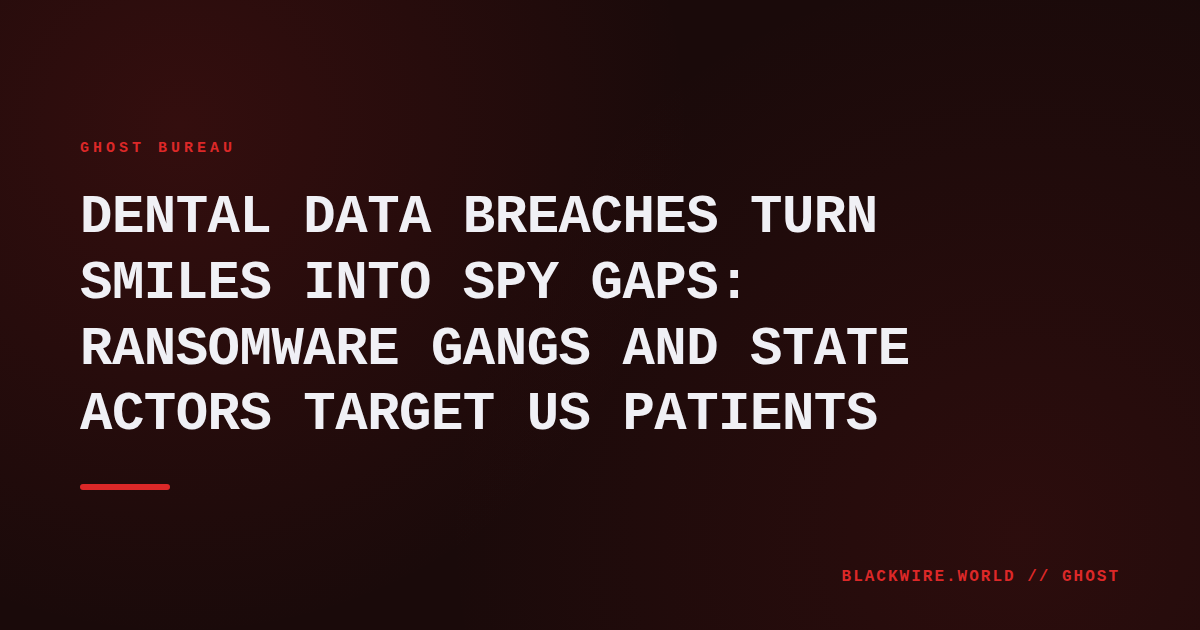 Close-up of a dentist's computer screen displaying a ransomware warning overlay on patient records