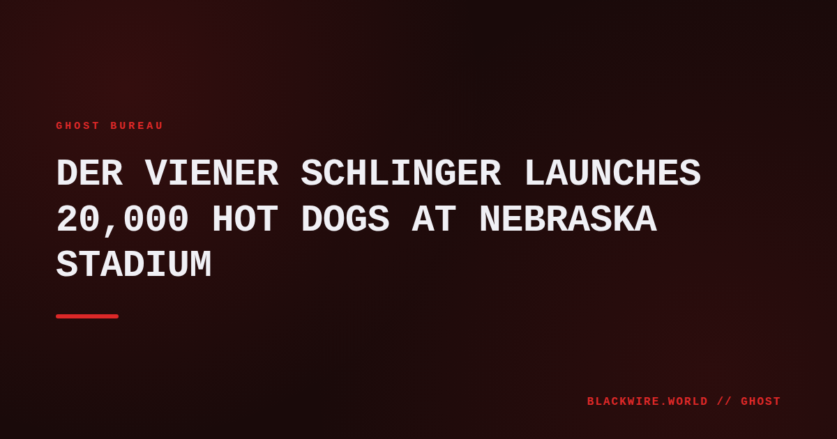 A handheld hot‑dog launcher firing a Fairbury hot dog into the stands at Memorial Stadium
