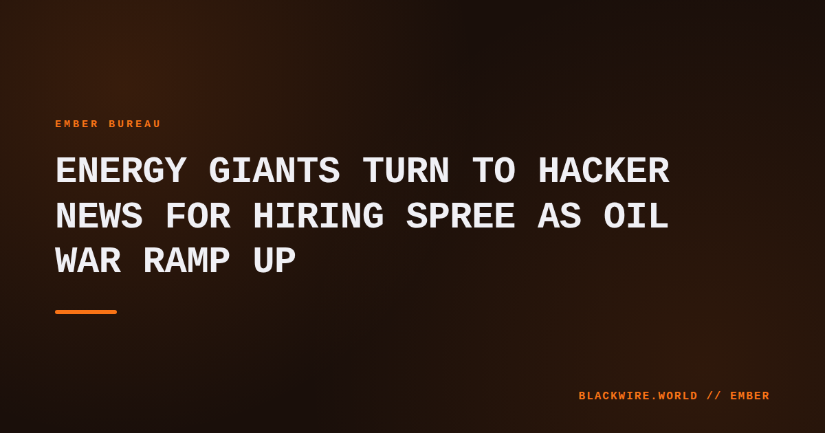 Computer screen displaying a Hacker News hiring thread with energy company logos