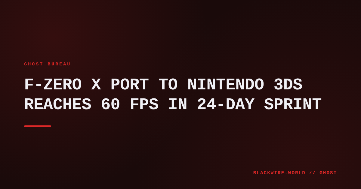 Screenshot of F‑Zero X running at native 60 fps on a New 3DS with stereoscopic 3D enabled