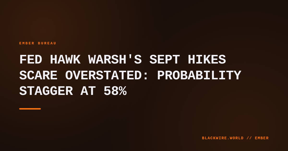 Federal Reserve building in Washington with a chart overlay showing 58% probability of September rate hike
