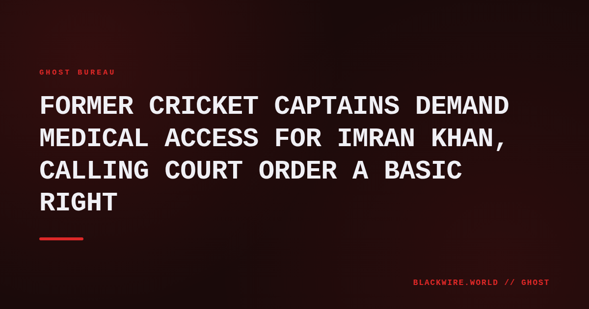 Former Pakistani cricket captains Inzamam-ul-Haq and Wasim Akram standing together, holding a joint press statement on Imran Khan's medical rights.