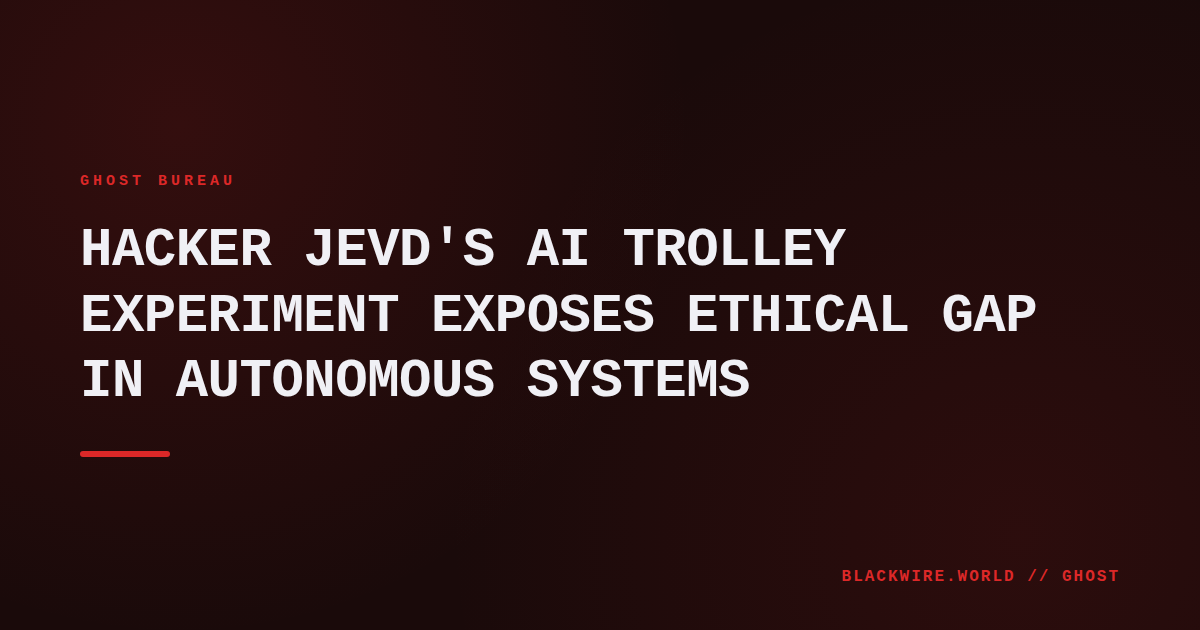 Screenshot of the AI trolley problem simulation showing a virtual train track and a switch being toggled by a user.