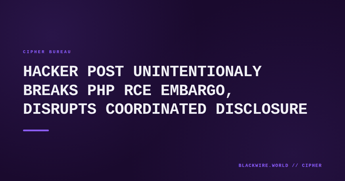 Screenshot of the Hacker News post announcing upcoming PHP RCE vulnerabilities