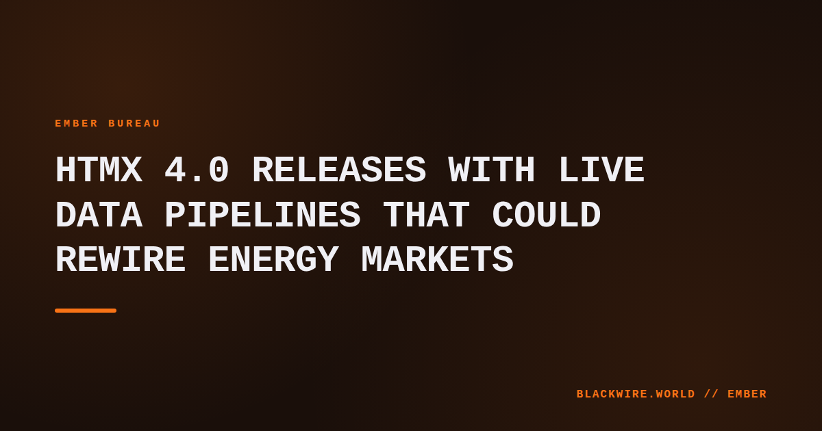 Screenshot of an energy market dashboard powered by htmx 4.0 showing live price ticks