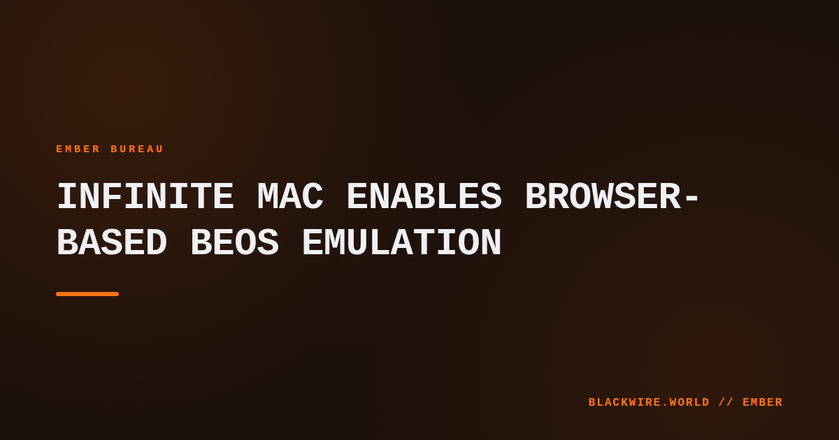 Screenshot of BeOS desktop running inside a web browser on Infinite Mac