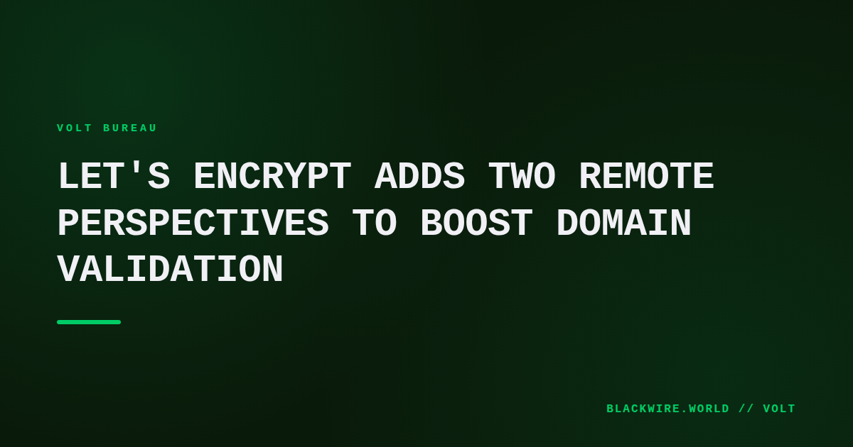 Diagram showing Let’s Encrypt primary datacenter and six remote validation perspectives across different regions