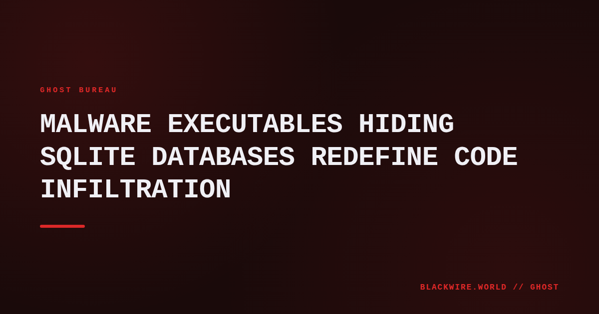 Screenshot of a Windows PE file showing the .rdata section containing a SQLite database header.