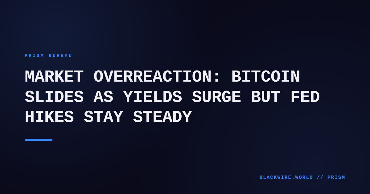 Bitcoin chart showing sharp decline on Friday alongside rising Treasury yield curve