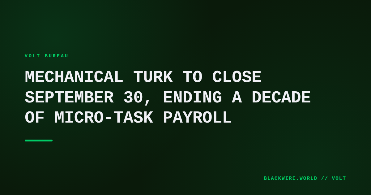 Screenshot of Mechanical Turk homepage with shutdown notice highlighted