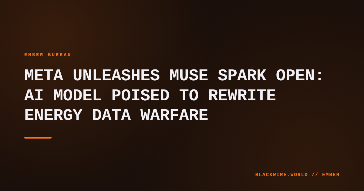 Screenshot of Meta's Muse Spark Open model architecture overlaid on a satellite image of an oil refinery.