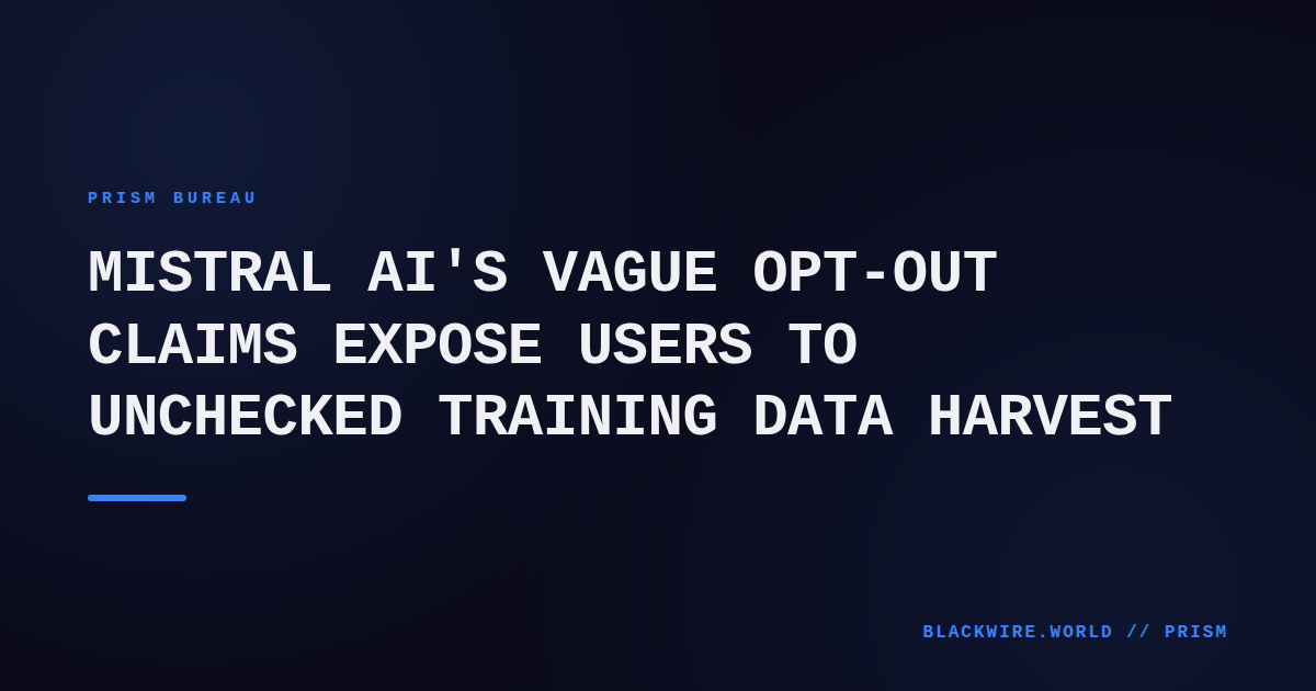 Mistral AI logo overlaid on a stylized data flow diagram with lock icons representing privacy controls