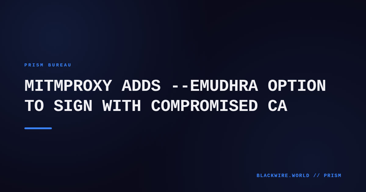Terminal screenshot showing mitmproxy command with the new --emudhra flag