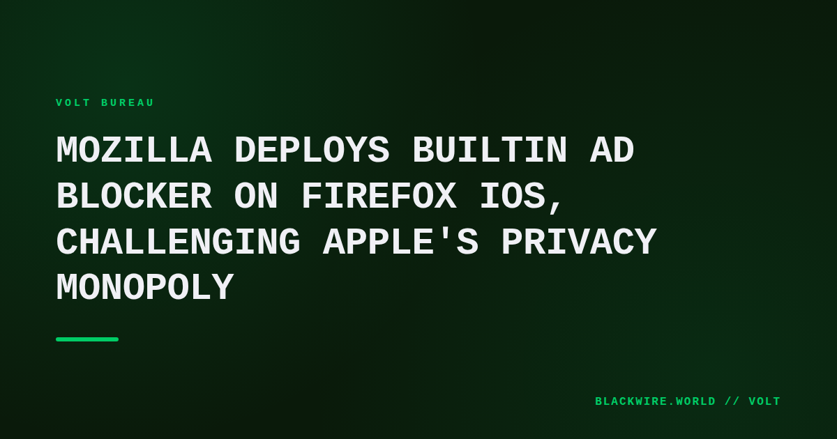 Firefox iOS app screen showing ad‑blocking toggle in settings