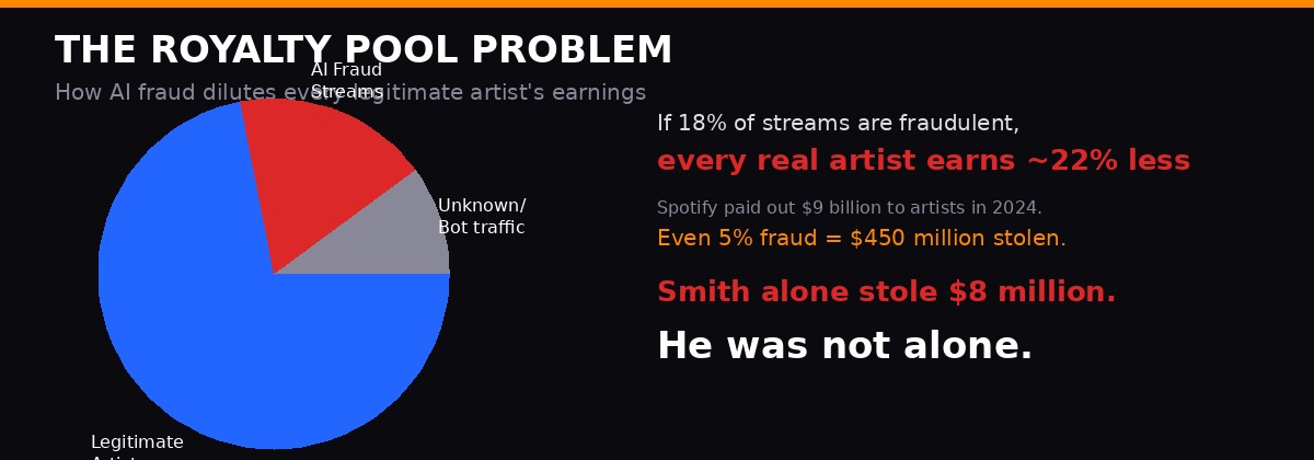 Pie chart showing how AI fraud dilutes artist royalties