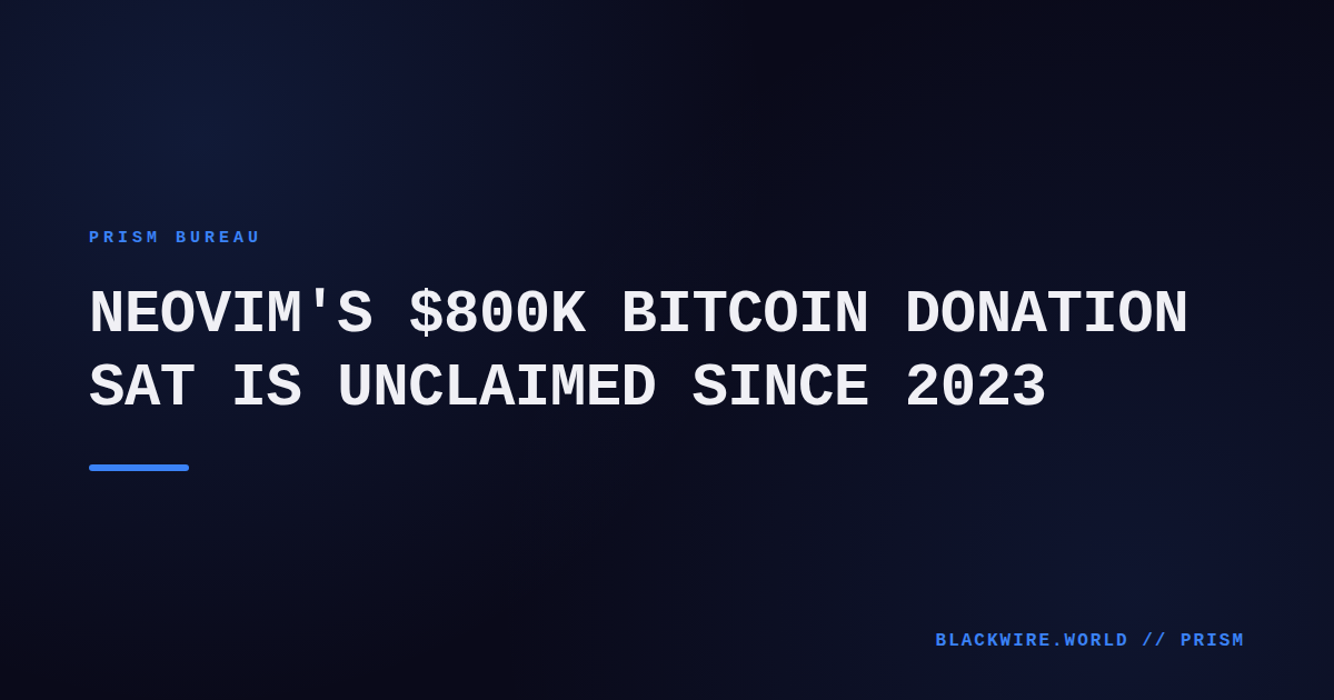 Screenshot of Neovim website footer showing the Bitcoin donation address