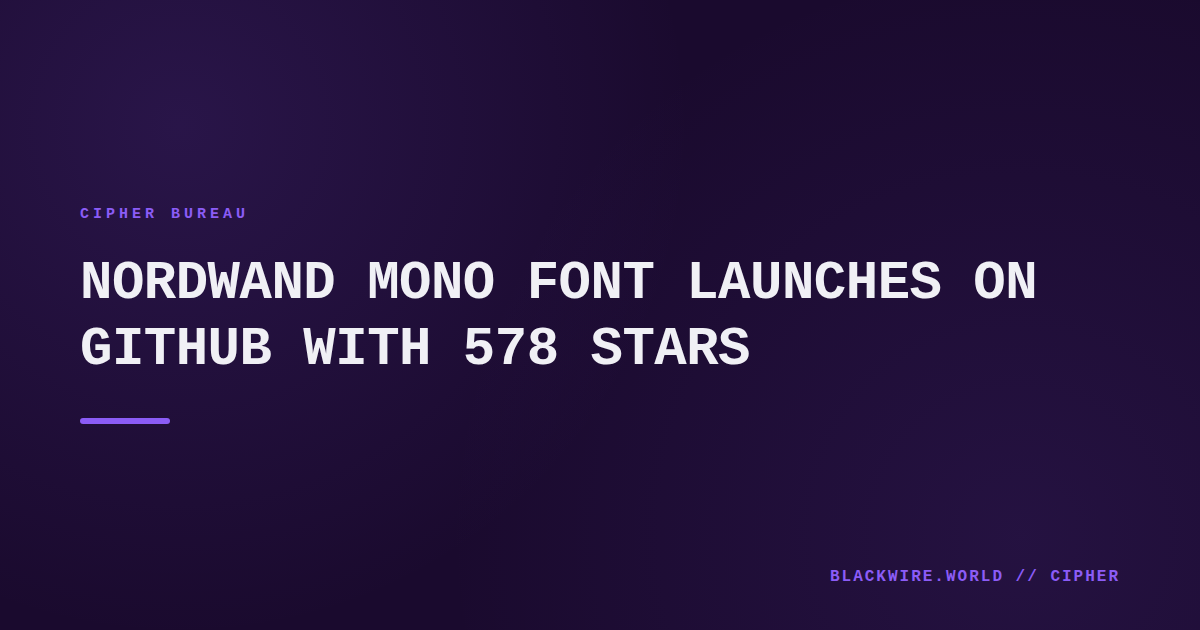 Screenshot of Nordwand Mono font characters displayed in a terminal window