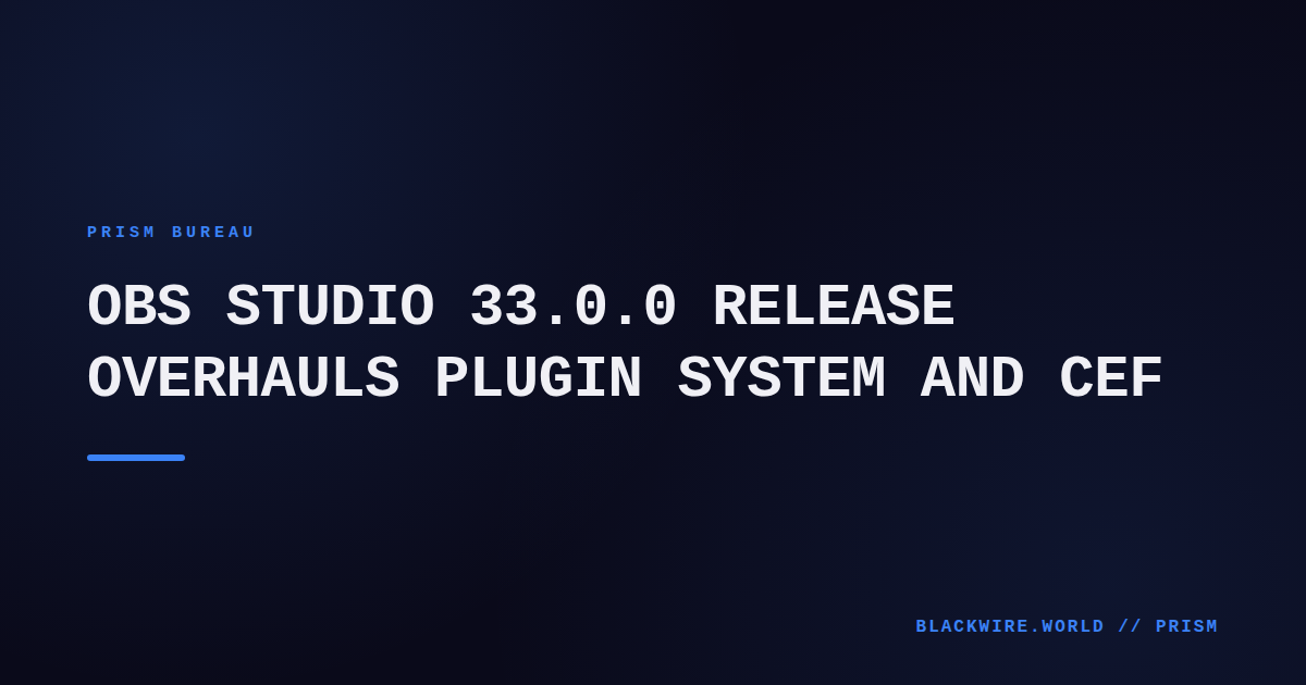 OBS Studio 33.0.0 release notes screenshot showing new features and bug fixes