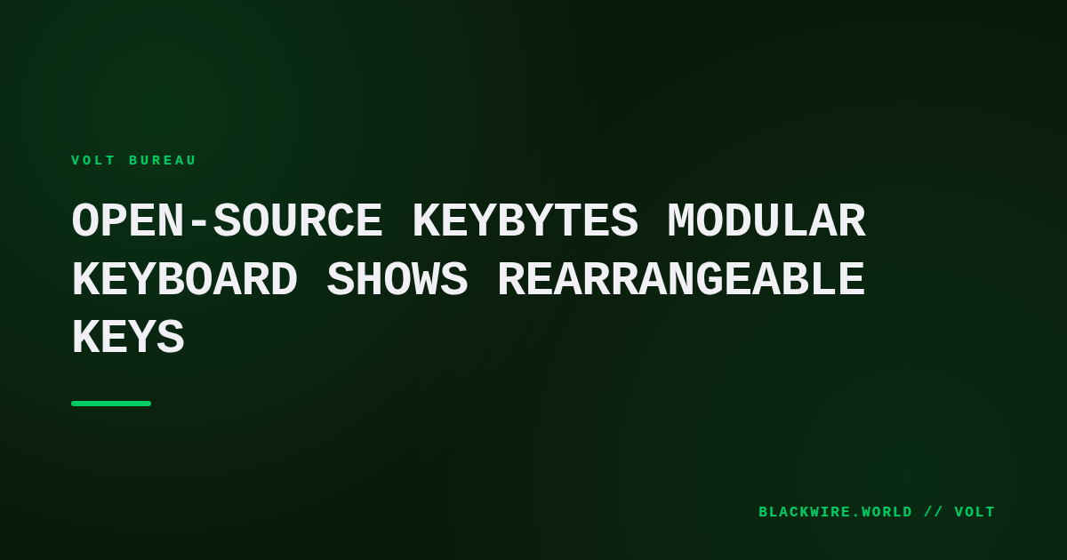 3D rendering of the Keybytes modular keyboard with magnetic case and individual key modules.