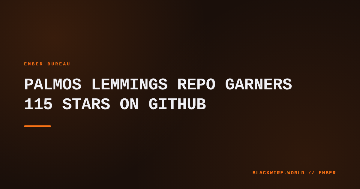 Screenshot of the PalmOS Lemmings GitHub repository page showing stars, forks, and file structure