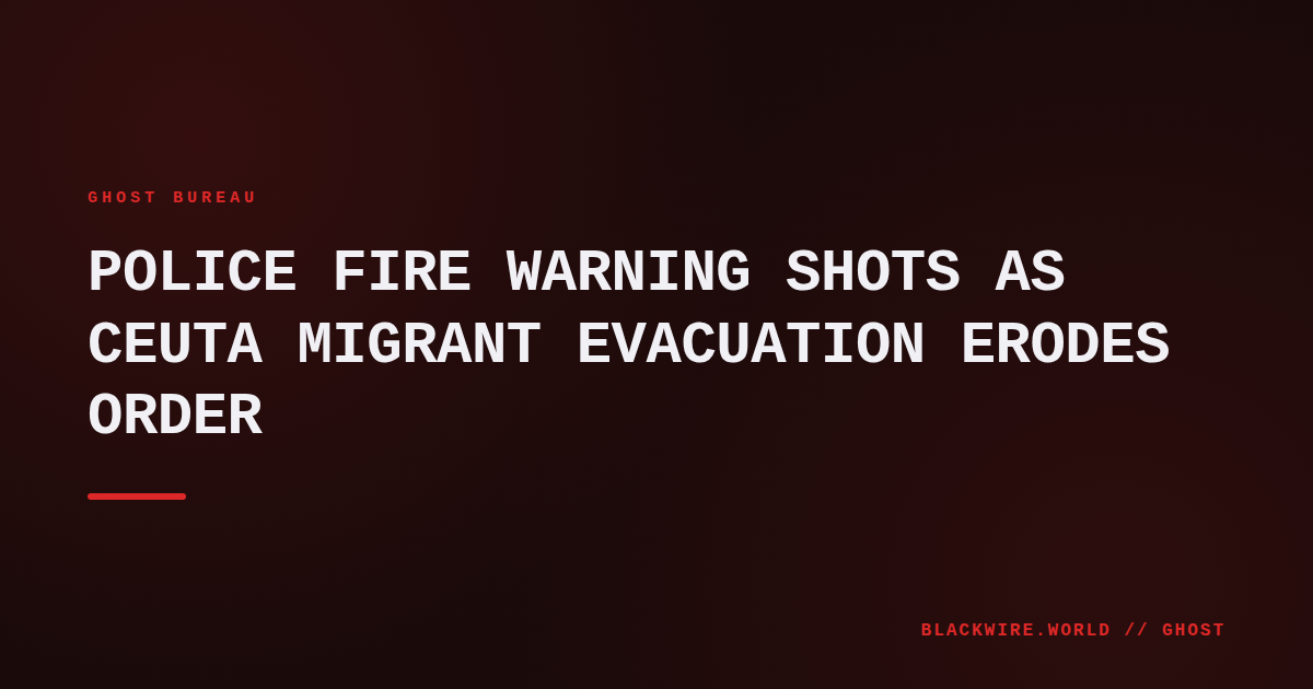 Spanish police firing warning shots on Ceuta’s Playa de la Rabia as migrants gather on the beach
