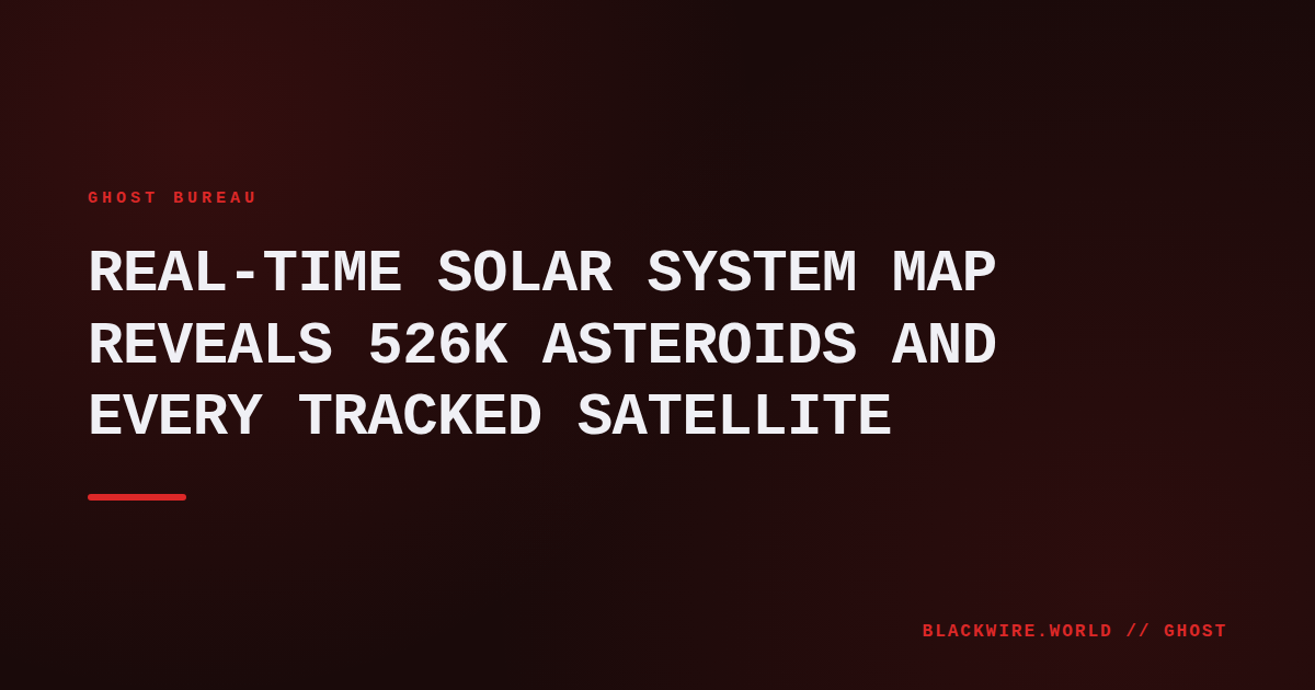 3‑D rendering of Earth surrounded by satellites and asteroid trajectories from the real‑time map