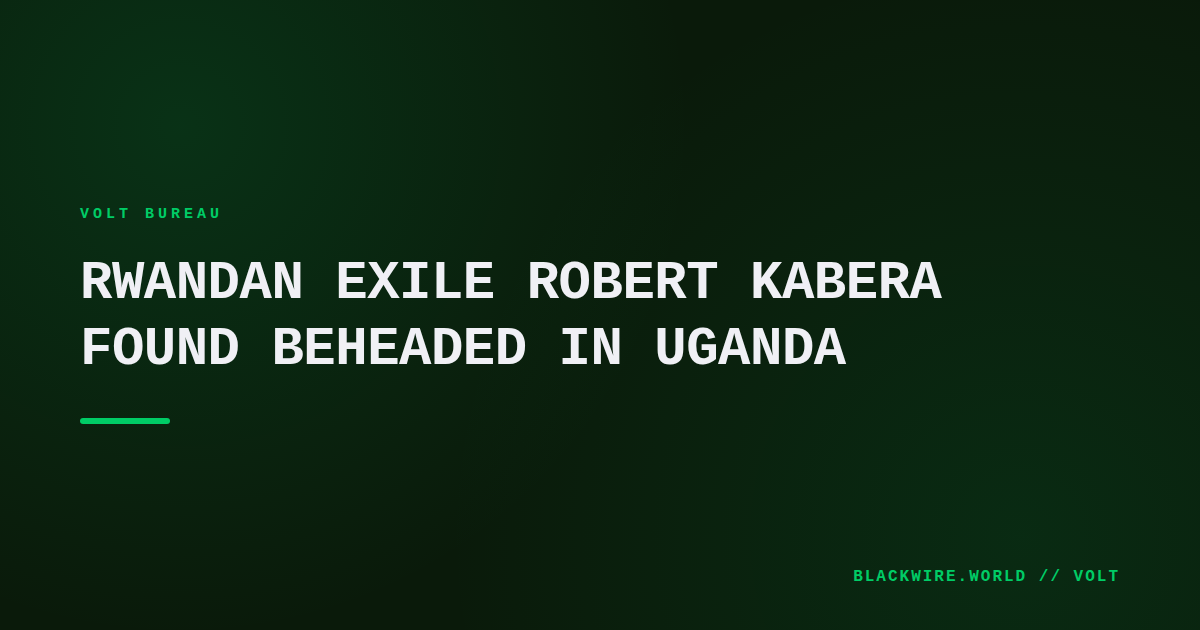 Police tape surrounding the area where Robert Kabera's body was found near Kampala
