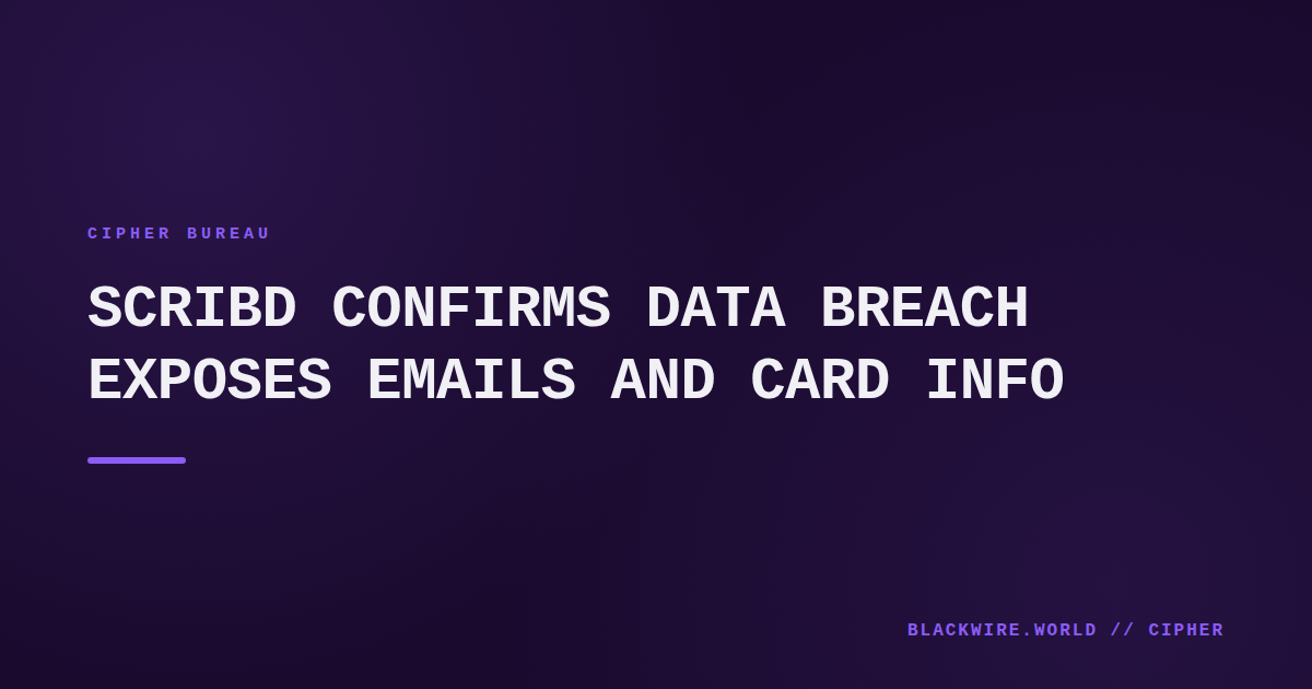 Scribd logo with a warning overlay indicating a data breach