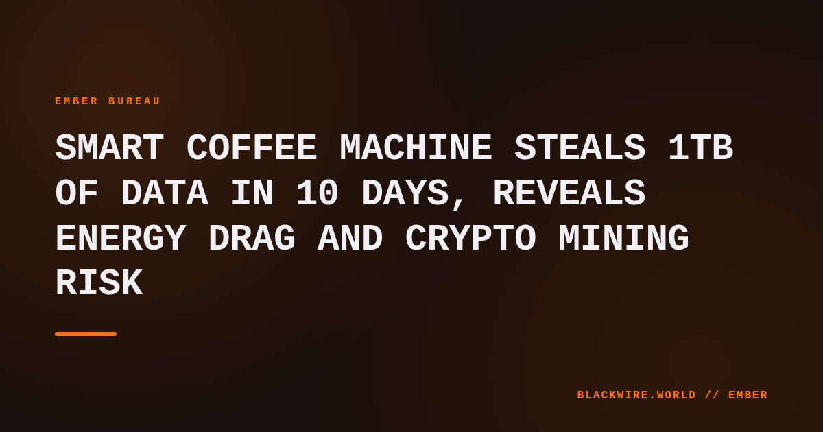 Smart coffee machine with data streams overlaying a power meter